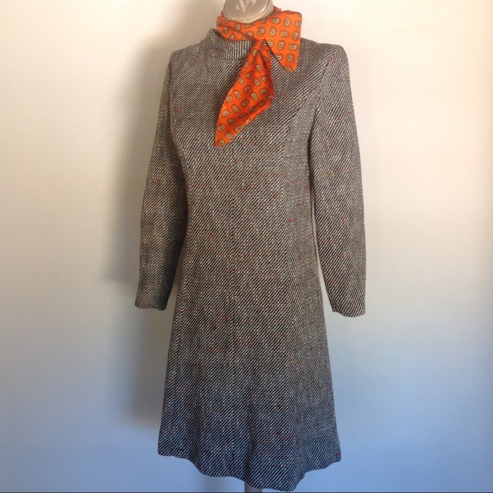 Vintage 60's knit dress with attached scarf